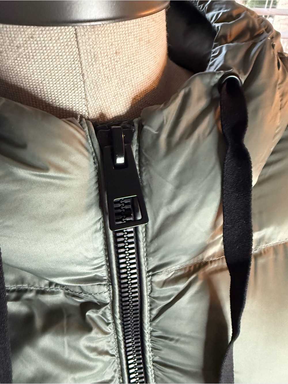 32 Degrees Olive Green Long Hooded Puffer Coat - Picture 4 of 9